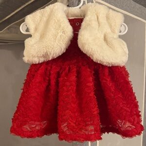 Cat & Jack Red Dress with Cream Vest
